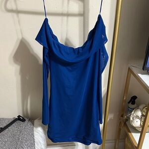 Chic Blue Off-Shoulder Mini Dress